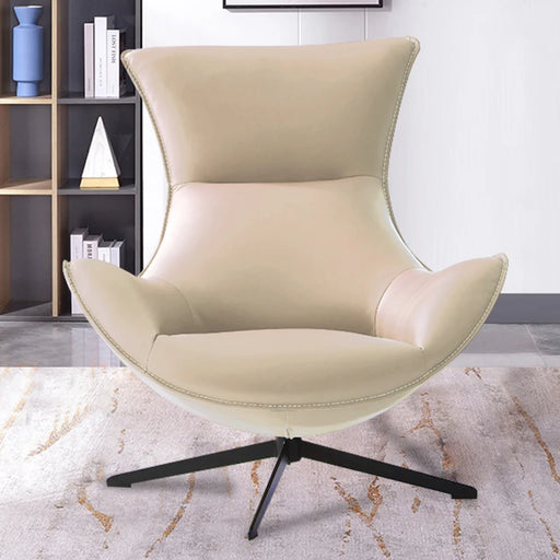 Luxury Nordic Lounge Chair with Genuine Leather Upholstery