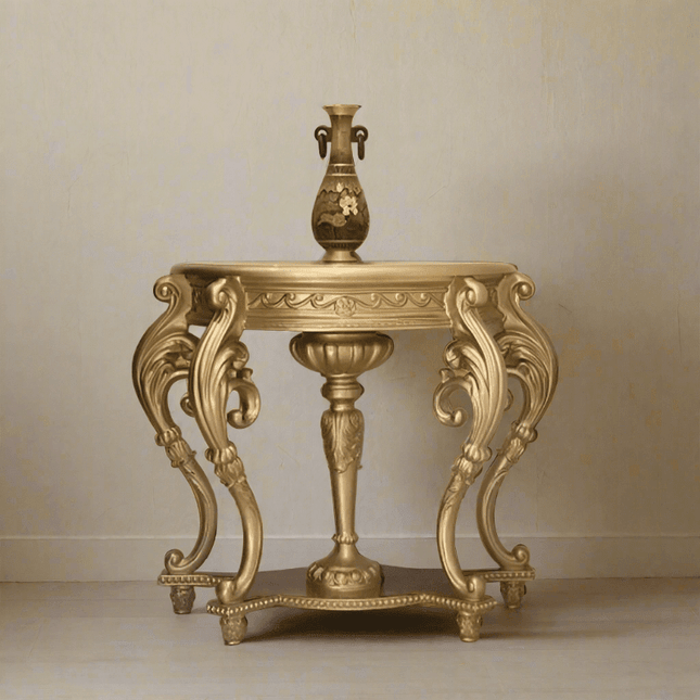 Vintage European Elegance Console Table with Intricate Carvings - Timeless Style & Practical Design