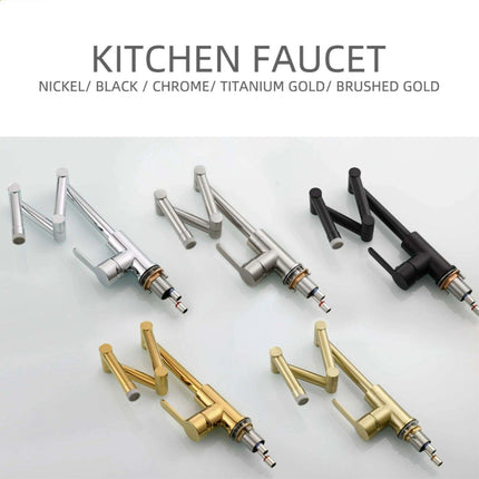 Versatile Brass Kitchen Faucet with Space-Saving Foldable Design