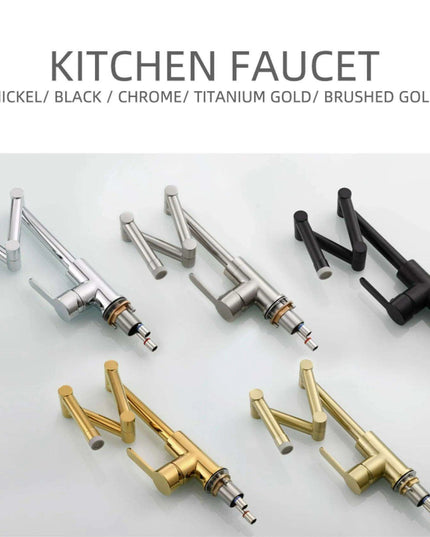 Versatile Brass Kitchen Faucet with Space-Saving Foldable Design