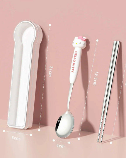 Whimsical Hello Kitty and Cinnamoroll Stainless Steel Kids' Dining Set