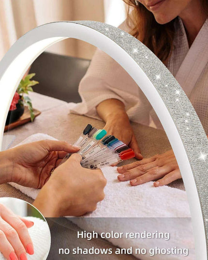 Sleek Half-Moon LED Nail Lamp with Customizable Brightness and Glamorous Rhinestone Design for Salon Professionals