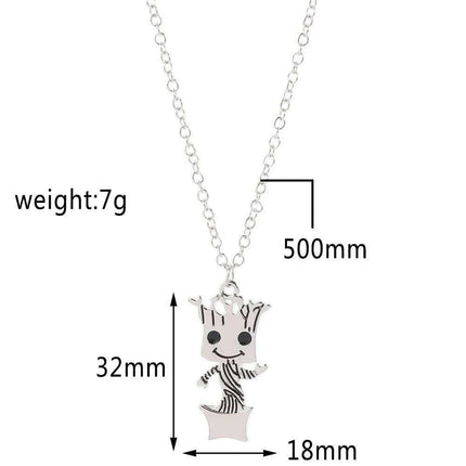 Groot Charm Necklace - Stylish Sci-Fi Jewelry for Women