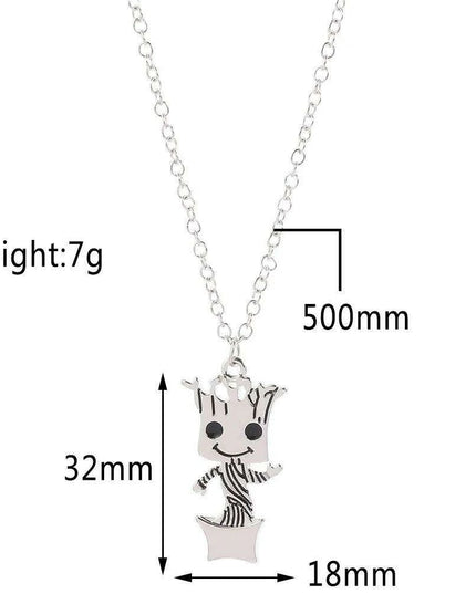 Groot Charm Necklace - Stylish Sci-Fi Jewelry for Women