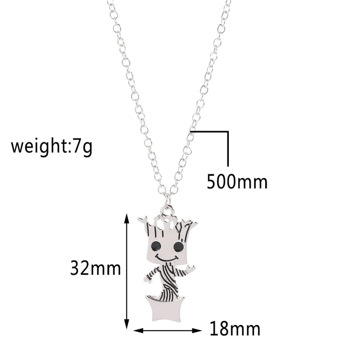 Groot Cartoon Pendant Necklace - Trendy Sci-fi Accessory for Her