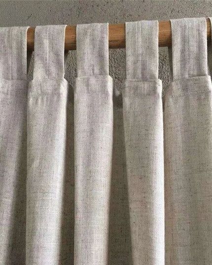 Elegant Customizable Beige Cotton Linen Semi-Blackout Curtains for Home & Cafe
