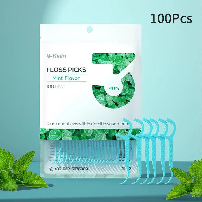 Y-Kelin 100 Count Premium Disposable Floss Picks for Superior Oral Care