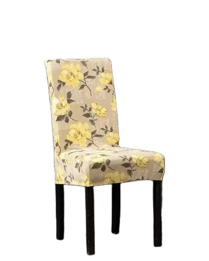 Nordic Floral Stretch Chair Slipcover in Yellow and Tan