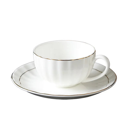Gold-Rimmed Bone China Coffee Cup & Saucer Set | Très Elite