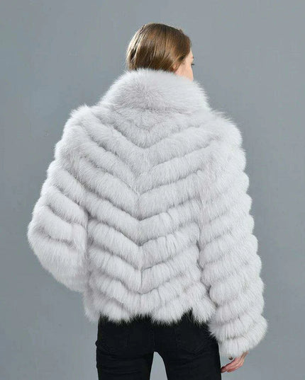 Reversible Luxury Fox Fur and Silk Winter Jacket - A Statement of Elegance