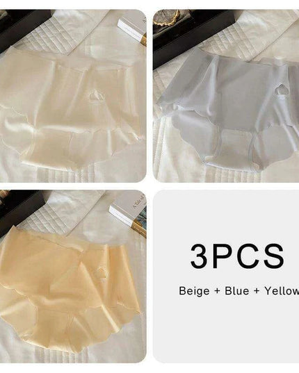 3-Pack Women's Luxurious Ice Silk Mid-Rise Briefs - Ultimate Comfort Seamless Lingerie