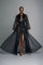 QINGSHUJI Elegant Vintage Sheer Mesh Maxi Dress with Split Hem