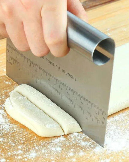 Stainless Steel Dough Scraper & Pastry Tool Set with Integrated Measuring Scale for Precision Baking