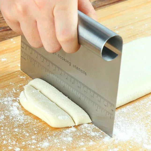 Stainless Steel Dough Scraper & Pastry Tool Set with Integrated Measuring Scale for Precision Baking
