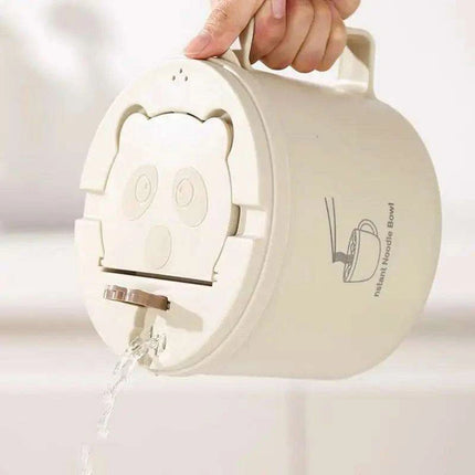 Portable 1300ml Insulated Stainless Steel Noodle Bowl Set with Lid, Chopsticks & Spoon – Ideal for Home, School, and Outdoor Dining