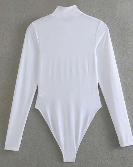 Women's Casual Turtleneck Long Sleeve Jumpsuit Bodysuit Tights