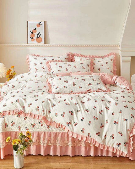 Chic Floral Ruffle Queen Bedding Set