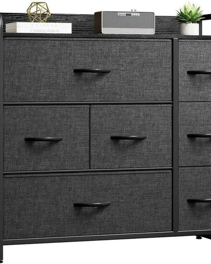 Stylish 7-Drawer Storage Dresser with Steel Frame and Foldable Fabric Bins