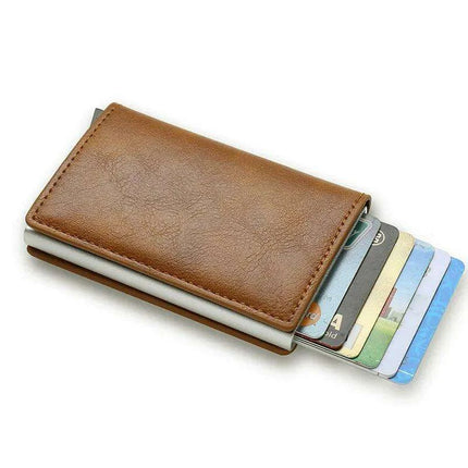 Sleek RFID-Blocking Leather Card Holder - Stylish and Secure Wallet for Men