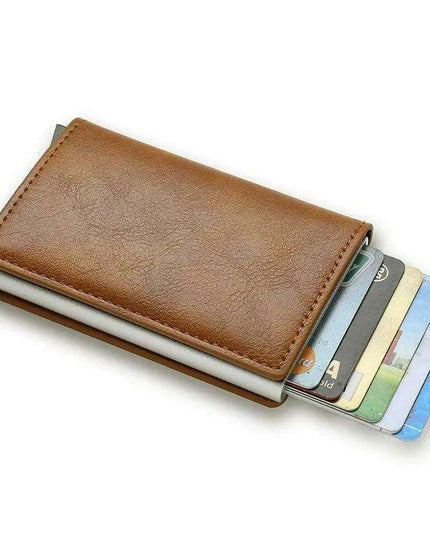 Sleek RFID-Blocking Leather Card Holder - Stylish and Secure Wallet for Men