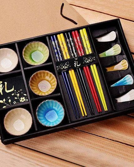 Sophisticated Ceramic Sushi Dining Set with Artisan Chopsticks in Premium Gift Packaging