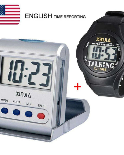 Set of two - Voice-Activated Digital Clock for the Visually Impaired and Seniors (10 languages)