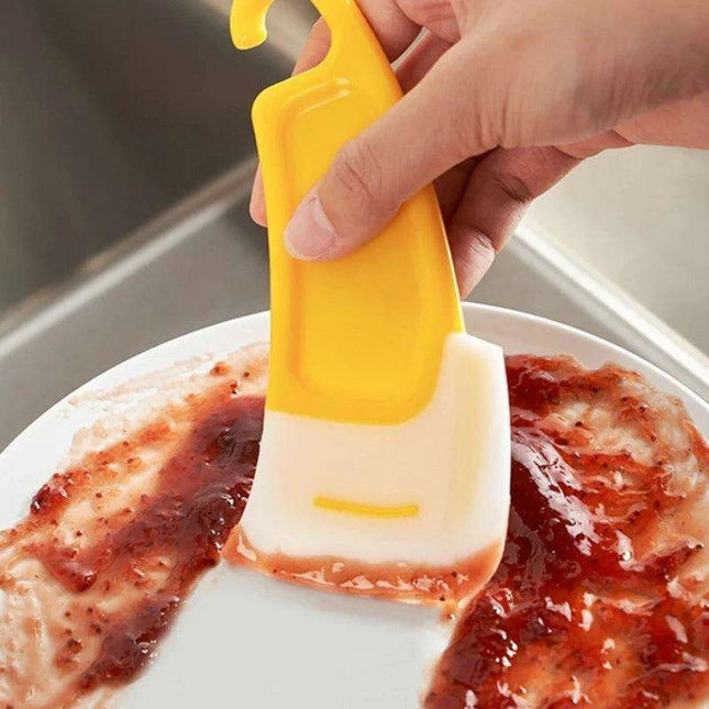 Cheerful Yellow & White Silicone Kitchen Scraper Kit for Effortless Cleanup