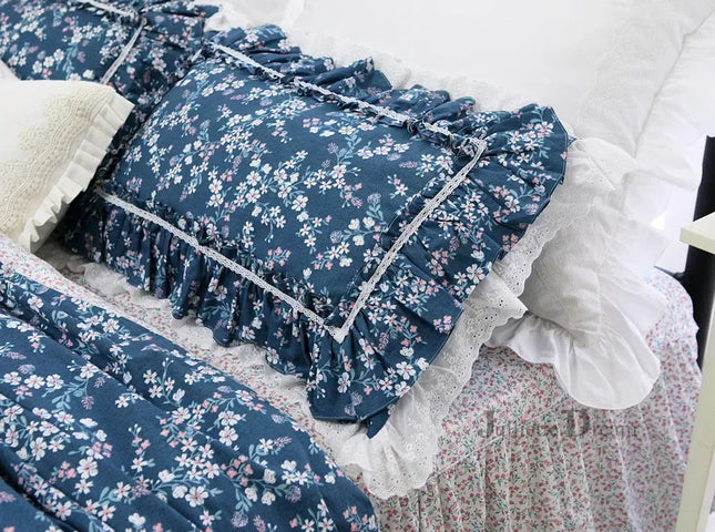 JullietteDream Luxury Ruffle Lace Pillow Covers - 2pcs Pastoral Print