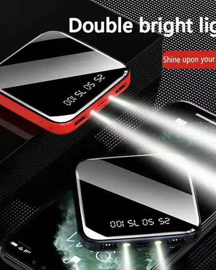 Ultra-Portable 50000mAh Power Bank with LED Mirror Display and Dual USB Ports - Perfect for On-the-Go Charging
