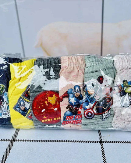 6-Pack Kids Cotton Underwear with Favorite Cartoon Characters - Spiderman, Mickey Mouse, Elsa, and Cars Designs