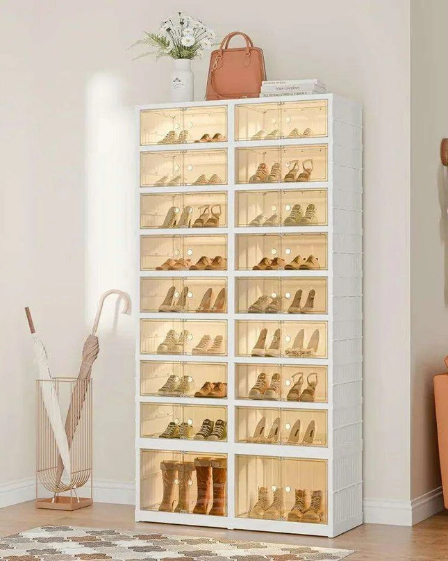 Elegant 9-Tier Shoe Organizer with Clear Front Doors: Stylish Space Saver