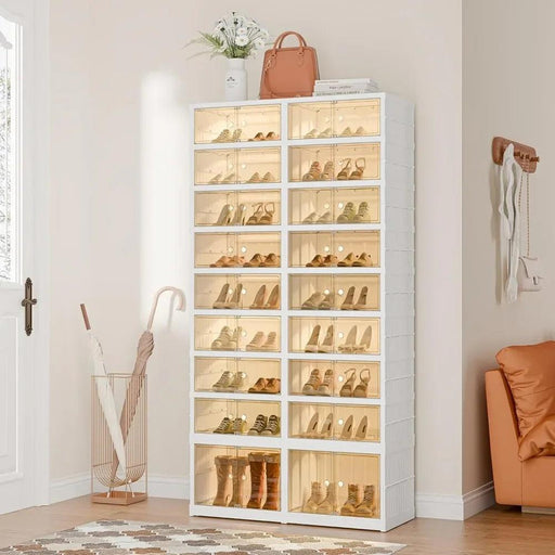 9-Tier Shoe Rack and Closet Organizer with Transparent Doors