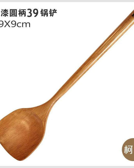 Premium Long-Handled Wooden Utensil Set with Non-Stick Coating for Effortless Cooking