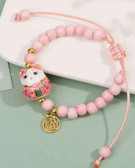Lucky Cat Beaded Bracelet - Adjustable Harajuku Fashion Statement for Trendy Girls