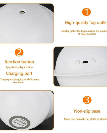 200ML USB 3D Moon Planet Aroma Diffuser & Humidifier - Portable Night Light for Home & Office Ambiance