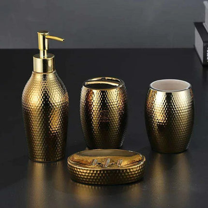 Golden Ceramic Bathroom Accessory Set