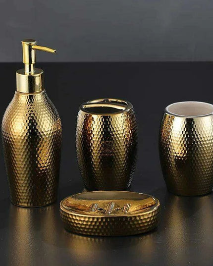 Golden Ceramic Bathroom Accessory Set