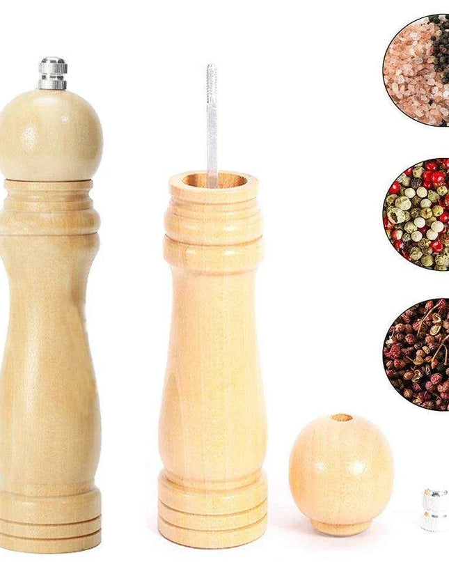 Adjustable Wooden Salt and Pepper Mill Set with Ceramic Rotor for Gourmet Seasoning