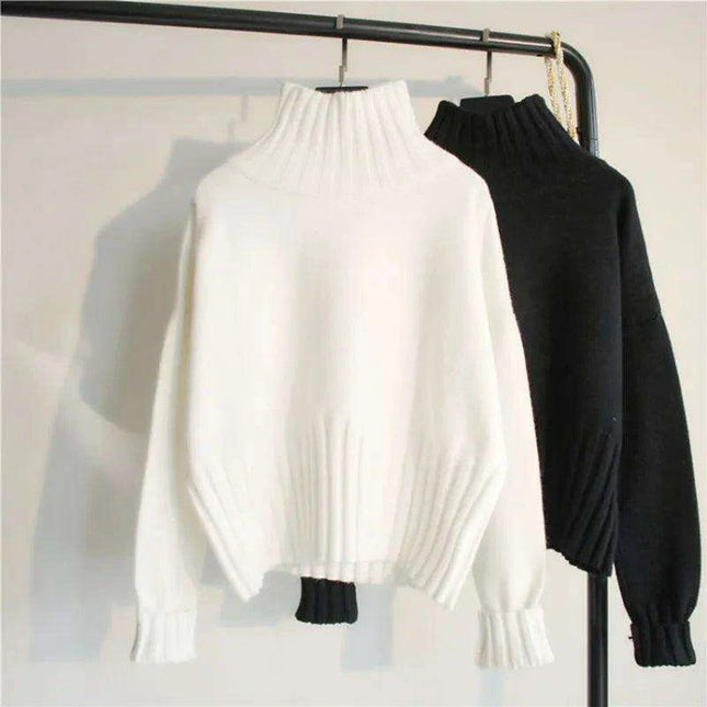 Chic Ribbed Turtleneck Pullover - Stylish Fit, Cozy Comfort