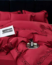 Red / Queen Size 4pcs / Fitted Bed Sheet