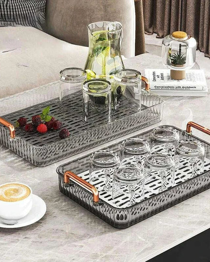 Elegant Multi-Purpose Plastic Tea Serving Tray with Handles for Home and Dining Use