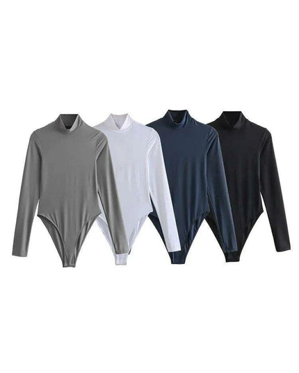 Women's Casual Turtleneck Long Sleeve Jumpsuit Bodysuit Tights