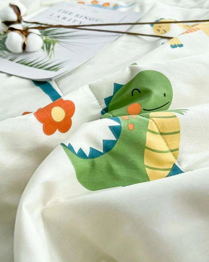 Dinosaur Delight Summer Quilt for Kids - Fun Floral Patterns for Boys' Room Decor
