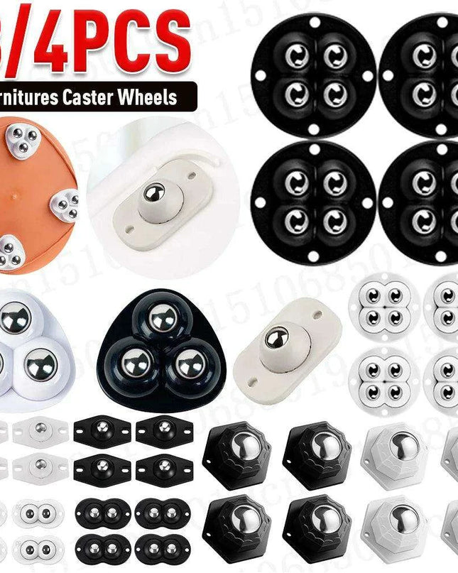 Self-Adhesive 360° Rotating Mini Caster Wheels - 4/8 Pack Universal Mobility Solution for Easy Movement of Trash Bins and Storage Boxes