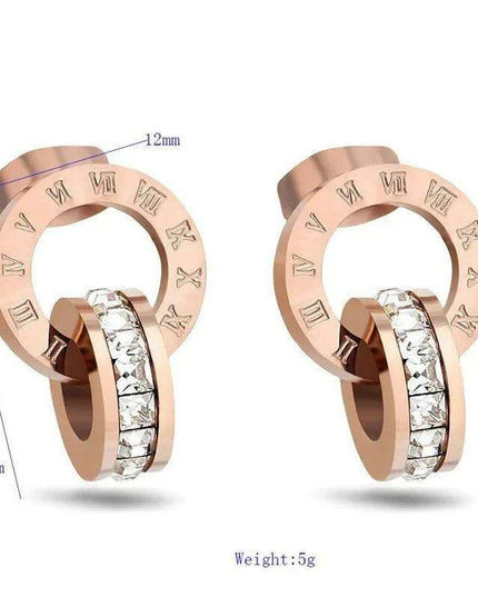 Fortune-Inspired Roman Numeral Stainless Steel Jewelry Set - Elegant Chic Collection