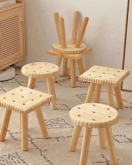Stylish Solid Wood Children's Cookie Bench - Versatile Low Stool for Home and Play Areas