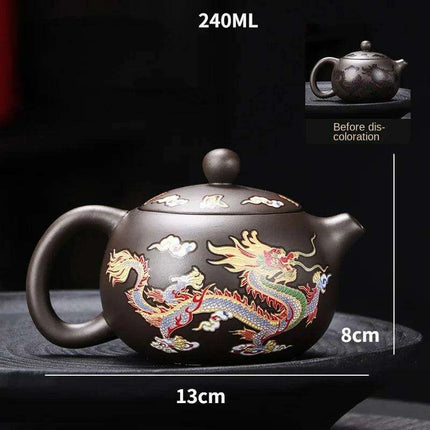 Magical Color-Changing Purple Clay Teapot and Cup Set for Kung Fu Tea Ceremonies