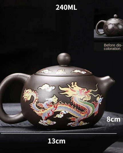 Magical Color-Changing Purple Clay Teapot and Cup Set for Kung Fu Tea Ceremonies