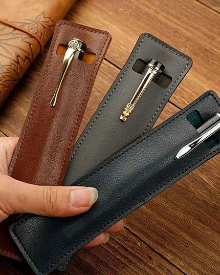 Elegant Leather Fountain and Stylus Pen Sleeve - Premium Protective Case