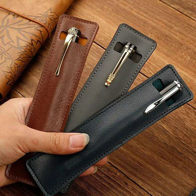 Elegant Leather Fountain and Stylus Pen Sleeve - Premium Protective Case